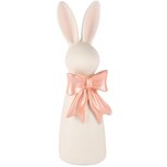 Dekoratief | Bunny m/strik, wit/roze, resina, 10x10x31cm | A250337 Dekoratief | Bunny m/strik, wit/roze, resina, 10x10x31cm | A250337
