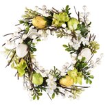 Dekoratief | Krans m/bloemen/eieren, groen/geel/wit, pvc, 34x7cm | A250344 Dekoratief | Krans m/bloemen/eieren, groen/geel/wit, pvc, 34x7cm | A250344
