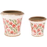 Dekoratief | Set 2 Bloempots 'Flower Abundance', keramiek, 18x18x17cm | A250377 Dekoratief | Set 2 Bloempots 'Flower Abundance', keramiek, 18x18x17cm | A250377