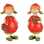 Dekoratief | Aardbeimeisje staand, rood/groen, resina, 6x5x13cm, set van 2 stuks | A250401 Dekoratief | Aardbeimeisje staand, rood/groen, resina, 6x5x13cm, set van 2 stuks | A250401