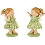 Dekoratief | Kindje staand, groen, resina, 8x6x12cm, set van 2 stuks | A250409 Dekoratief | Kindje staand, groen, resina, 8x6x12cm, set van 2 stuks | A250409