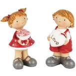 Dekoratief | Kindje staand 'Love', rood/wit, resina, 7x6x14cm, set van 2 stuks | A250414 Dekoratief | Kindje staand 'Love', rood/wit, resina, 7x6x14cm, set van 2 stuks | A250414