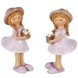 Dekoratief | Meisje staand m/bloemen, lila, resina, 6x5x12cm, set van 2 stuks | A250416 Dekoratief | Meisje staand m/bloemen, lila, resina, 6x5x12cm, set van 2 stuks | A250416