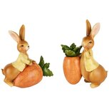 Dekoratief | Bunny m/wortel, oranje/geel, resina, 13x6x16cm, set van 2 stuks | A250420 Dekoratief | Bunny m/wortel, oranje/geel, resina, 13x6x16cm, set van 2 stuks | A250420