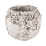 Dekoratief | Bloempot hoofd m/bloemen, grijs, cement, 16x15x11cm | A250456 Dekoratief | Bloempot hoofd m/bloemen, grijs, cement, 16x15x11cm | A250456