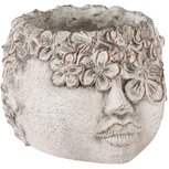 Dekoratief | Bloempot hoofd m/bloemen, grijs, cement, 20x20x14cm | A250457 Dekoratief | Bloempot hoofd m/bloemen, grijs, cement, 20x20x14cm | A250457
