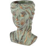 Dekoratief | Bloempot dameshoofd, grijs/goud, cement, 15x13x21cm | A250460 Dekoratief | Bloempot dameshoofd, grijs/goud, cement, 15x13x21cm | A250460