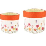 Dekoratief | Set 2 zakken m/bloemen, oranje/beige, stof, 17x17x14cm | A250475 Dekoratief | Set 2 zakken m/bloemen, oranje/beige, stof, 17x17x14cm | A250475