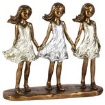 Dekoratief | Trio meisjes staand, brons/zilver, resina, 18x6x17cm | A250503 Dekoratief | Trio meisjes staand, brons/zilver, resina, 18x6x17cm | A250503