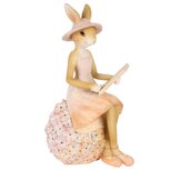 Dekoratief | Bunny zittend m/boek, peach, resina, 10x9x17cm | A250506 Dekoratief | Bunny zittend m/boek, peach, resina, 10x9x17cm | A250506