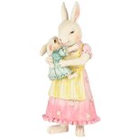 Dekoratief | Bunny mama m/baby, wit/roze, resina, 9x8x20cm | A250508 Dekoratief | Bunny mama m/baby, wit/roze, resina, 9x8x20cm | A250508
