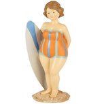 Dekoratief | Stranddame staand m/surfplank, oranje, resina, 10x9x23cm | A250510 Dekoratief | Stranddame staand m/surfplank, oranje, resina, 10x9x23cm | A250510