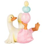 Dekoratief | Eend liggend m/eitjes, wit/roze, resina, 7x6x9cm | A250516 Dekoratief | Eend liggend m/eitjes, wit/roze, resina, 7x6x9cm | A250516