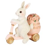 Dekoratief | Bunny op step m/bloemen, wit/roze, resina, 11x5x12cm | A250519 Dekoratief | Bunny op step m/bloemen, wit/roze, resina, 11x5x12cm | A250519