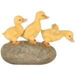 Dekoratief | Trio eendjes op steen, geel/grijs, resina, 14x6x10cm | A250522 Dekoratief | Trio eendjes op steen, geel/grijs, resina, 14x6x10cm | A250522
