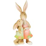 Dekoratief | Bunny mama m/kind, groen/peach, resina, 10x7x18cm | A250523 Dekoratief | Bunny mama m/kind, groen/peach, resina, 10x7x18cm | A250523
