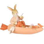 Dekoratief | Bunny in wortelbootje, peach, resina, 17x6x11cm | A250525 Dekoratief | Bunny in wortelbootje, peach, resina, 17x6x11cm | A250525