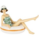 Dekoratief | Stranddame m/zwemband, groen/wit, resina, 18x10x11cm | A250532 Dekoratief | Stranddame m/zwemband, groen/wit, resina, 18x10x11cm | A250532