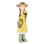 Dekoratief | Meisje staand m/hoed/bloem, geel, resina, 10x10x30cm | A250553 Dekoratief | Meisje staand m/hoed/bloem, geel, resina, 10x10x30cm | A250553