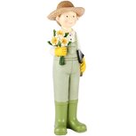 Dekoratief | Jongen staand m/hoed/bloemen, grijs, resina, 12x11x37cm | A250554 Dekoratief | Jongen staand m/hoed/bloemen, grijs, resina, 12x11x37cm | A250554