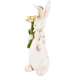 Dekoratief | Bunny zittend m/bloem, wit, resina, 17x14x35cm | A250560 Dekoratief | Bunny zittend m/bloem, wit, resina, 17x14x35cm | A250560