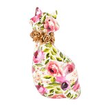 Dekoratief | Poes 'Old Flowers', roze/groen/goud, resina, 12x12x20cm | A250573 Dekoratief | Poes 'Old Flowers', roze/groen/goud, resina, 12x12x20cm | A250573