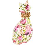 Dekoratief | Poes 'Old Flowers', roze/groen/goud, resina, 14x14x27cm | A250578 Dekoratief | Poes 'Old Flowers', roze/groen/goud, resina, 14x14x27cm | A250578