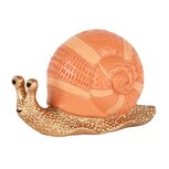 Dekoratief | Slak, peach/goud, resina, 11x6x7cm | A250580 Dekoratief | Slak, peach/goud, resina, 11x6x7cm | A250580