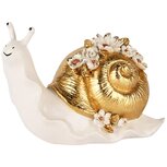 Dekoratief | Slak m/bloemen, wit/goud, resina, 16x9x12cm | A250590 Dekoratief | Slak m/bloemen, wit/goud, resina, 16x9x12cm | A250590