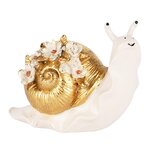 Dekoratief | Slak m/bloemen, wit/goud, resina, 12x7x9cm | A250591 Dekoratief | Slak m/bloemen, wit/goud, resina, 12x7x9cm | A250591