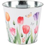 Dekoratief | Bloempot rond 'Spring Impression', metaal, 15x15x14cm | A250600 Dekoratief | Bloempot rond 'Spring Impression', metaal, 15x15x14cm | A250600