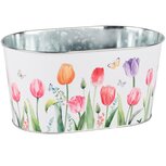 Dekoratief | Bloempot ovaal 'Spring Impression', metaal, 22x13x11cm | A250601 Dekoratief | Bloempot ovaal 'Spring Impression', metaal, 22x13x11cm | A250601