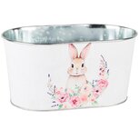 Dekoratief | Bloempot ovaal 'Easter Bunny', metaal, 22x13x11cm | A250605 Dekoratief | Bloempot ovaal 'Easter Bunny', metaal, 22x13x11cm | A250605