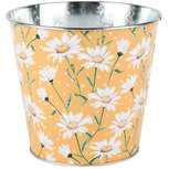 Dekoratief | Bloempot rond 'Daisies Yellow', metaal, 15x15x14cm | A250611 Dekoratief | Bloempot rond 'Daisies Yellow', metaal, 15x15x14cm | A250611