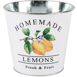 Dekoratief | Bloempot rond 'Lemon Love', metaal, 15x15x14cm | A250613 Dekoratief | Bloempot rond 'Lemon Love', metaal, 15x15x14cm | A250613