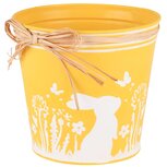 Dekoratief | Bloempot rond 'Bunny Field', geel, metaal, 14x14x13cm | A250619 Dekoratief | Bloempot rond 'Bunny Field', geel, metaal, 14x14x13cm | A250619