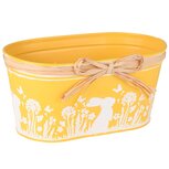 Dekoratief | Bloempot ovaal 'Bunny Field', geel, metaal, 19x12x9cm | A250620 Dekoratief | Bloempot ovaal 'Bunny Field', geel, metaal, 19x12x9cm | A250620
