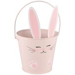 Dekoratief | Emmertje m/bunny oortjes, roze, metaal, 14x14x20cm | A250621 Dekoratief | Emmertje m/bunny oortjes, roze, metaal, 14x14x20cm | A250621
