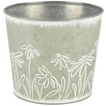 Dekoratief | Bloempot 'Daisies Blooming', metaal, 17x17x15cm | A250623 Dekoratief | Bloempot 'Daisies Blooming', metaal, 17x17x15cm | A250623