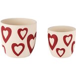 Dekoratief | Set 2 bloempotten m/rode harten, keramiek, 14x14x13cm | A250628 Dekoratief | Set 2 bloempotten m/rode harten, keramiek, 14x14x13cm | A250628