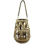 Dekoratief | Lantaarn m/jute oor, naturel, rotan/glas, 26x26x34cm | A250651 Dekoratief | Lantaarn m/jute oor, naturel, rotan/glas, 26x26x34cm | A250651