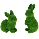 Dekoratief | Bunny gras, groen, resina, 11x7x12cm, set van 2 stuks | A250700 Dekoratief | Bunny gras, groen, resina, 11x7x12cm, set van 2 stuks | A250700
