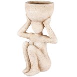 Dekoratief | Deco dame zittend m/bloempot, grijs, resina, 18x24x28cm | A250703 Dekoratief | Deco dame zittend m/bloempot, grijs, resina, 18x24x28cm | A250703