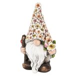 Dekoratief | Tuingnoom m/bloemenmuts, magnesium, 17x11x26cm | A250707 Dekoratief | Tuingnoom m/bloemenmuts, magnesium, 17x11x26cm | A250707