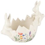 Dekoratief | Opvulei m/bunny's, wit, dolomiet, 14x9x13cm | A250715 Dekoratief | Opvulei m/bunny's, wit, dolomiet, 14x9x13cm | A250715
