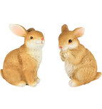Dekoratief | Bunny zittend, bruin, resina, 7x8x10cm, set van 2 stuks | A250719 Dekoratief | Bunny zittend, bruin, resina, 7x8x10cm, set van 2 stuks | A250719