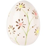 Dekoratief | Deco ei m/bloemen, wit, porselein, LED, 12x12x15cm | A250746 Dekoratief | Deco ei m/bloemen, wit, porselein, LED, 12x12x15cm | A250746
