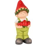 Dekoratief | Jongen m/aardbeihoed, rood/groen, magnesium, 18x15x43cm | A250773 Dekoratief | Jongen m/aardbeihoed, rood/groen, magnesium, 18x15x43cm | A250773