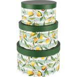 Dekoratief | Set 3 dozen rond 'Amalfi', karton, 21x21x11cm | A250775 Dekoratief | Set 3 dozen rond 'Amalfi', karton, 21x21x11cm | A250775