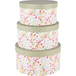 Dekoratief | Set 3 dozen rond 'Colourful Leaves', karton, 21x21x11cm | A250776 Dekoratief | Set 3 dozen rond 'Colourful Leaves', karton, 21x21x11cm | A250776